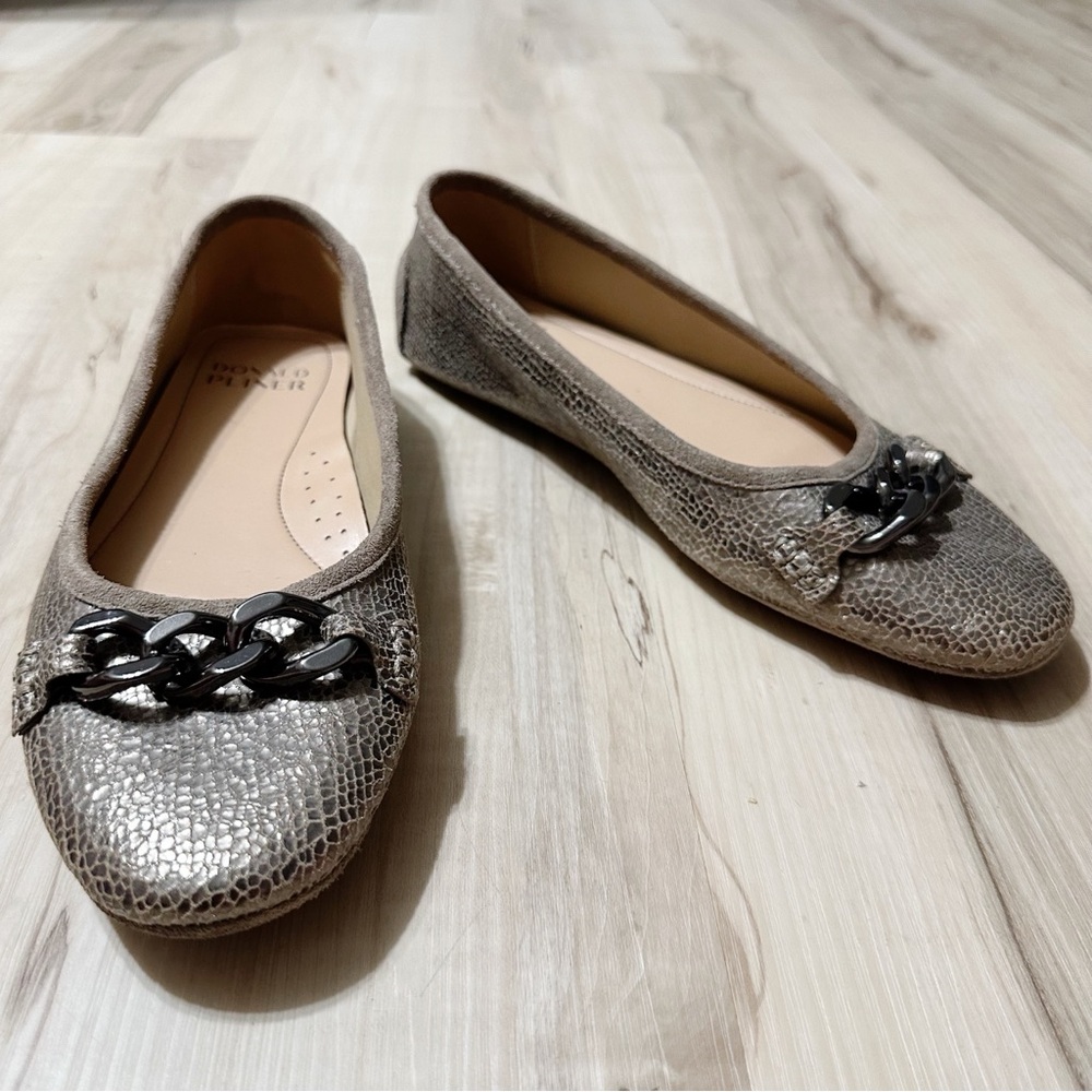 Donald Pliner Raya pebbled‎ metallic leather ballet flat